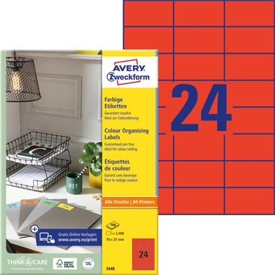 Avery 3448 70x37mm piros univerzális címke Avery 3448 70x37mm piros univerzális címke