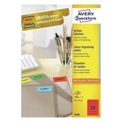 Avery 3448 70x37mm piros univerzális címke Avery 3448 70x37mm piros univerzális címke