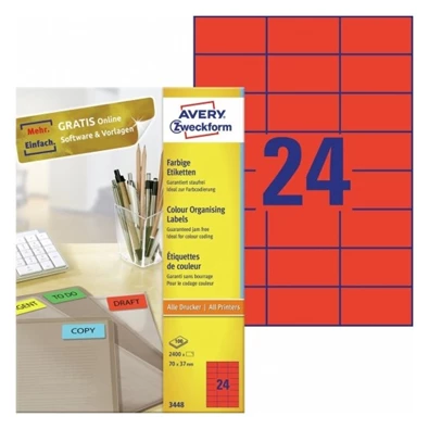 Avery 3448 70x37mm piros univerzális címke Avery 3448 70x37mm piros univerzális címke