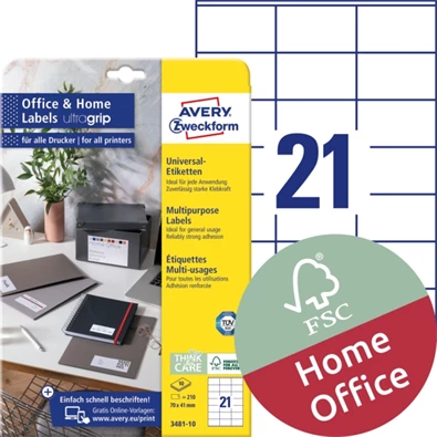 Avery 3481-10 70x41mm 210db-os fehér univerzális etikett Avery 3481-10 70x41mm 210db-os fehér univerzális etikett