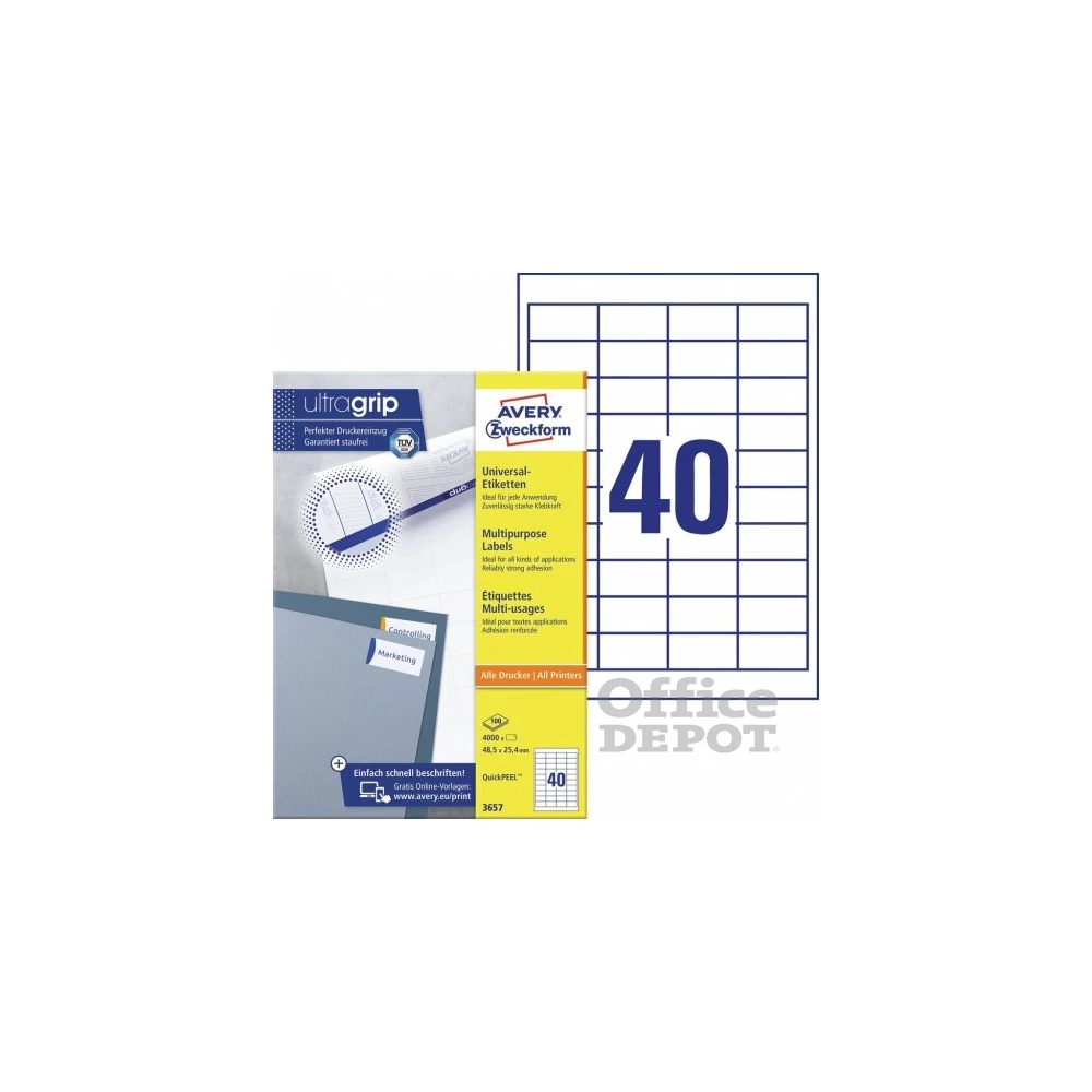 Avery 3657 QP 48,5×25,4mm univerzális 4000db-os etikett