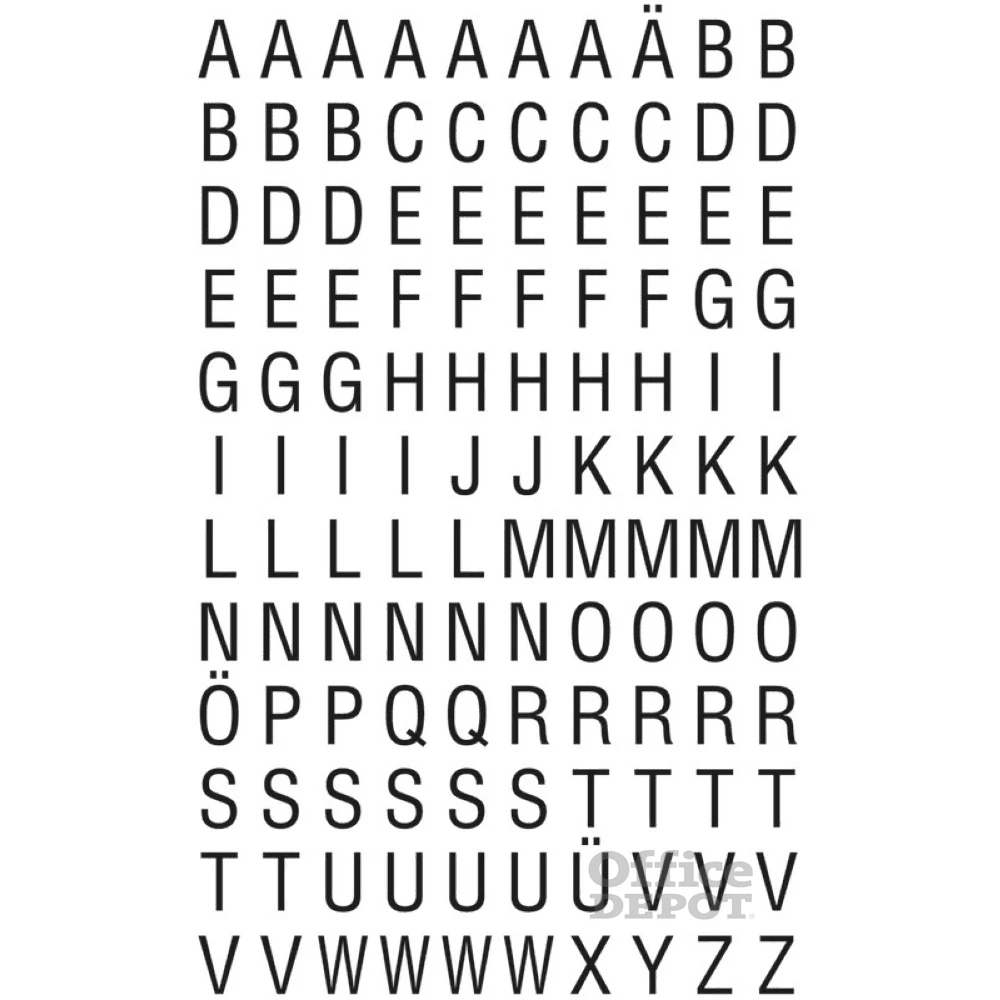 Avery 3720 betűk 2ív 26pt fehér fólián fekete matrica