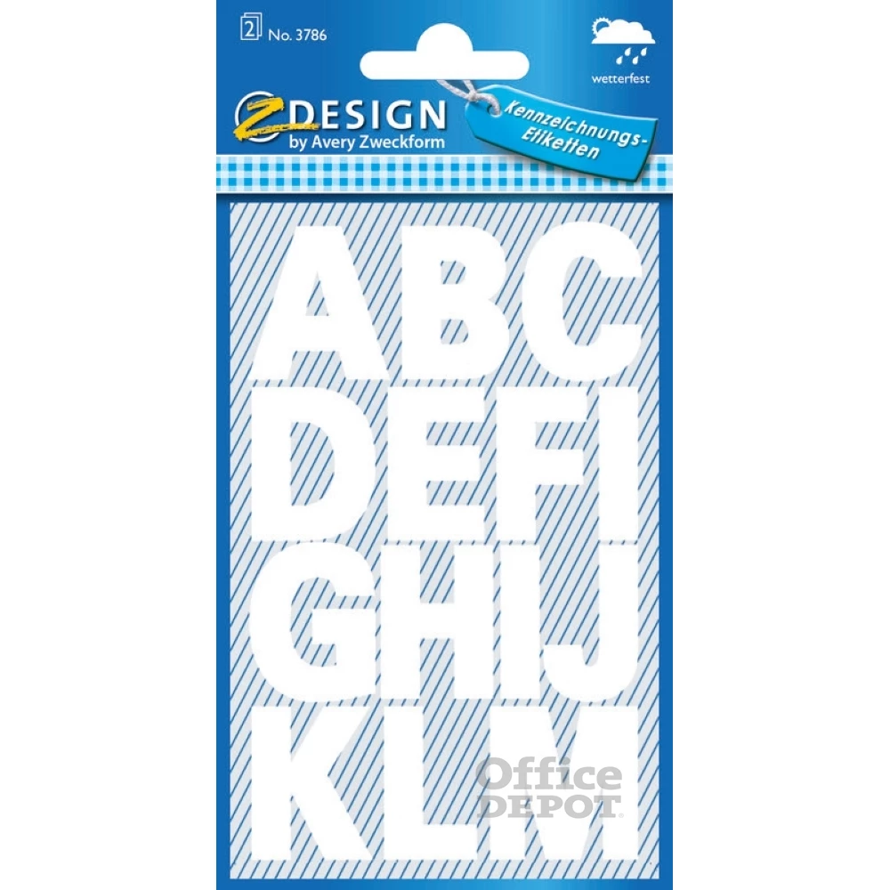 Avery 3786 betűk 100pt időjárásálló fehér matrica