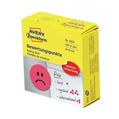 Avery 3859 Szomorú arc 19mm öntapadó 250db-os piros címke Avery 3859 Szomorú arc 19mm öntapadó 250db-os piros címke