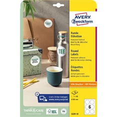 Avery 6229-10 fehér 80mm 10 ív univerzális címke köretikett Avery 6229-10 fehér 80mm 10 ív univerzális címke köretikett