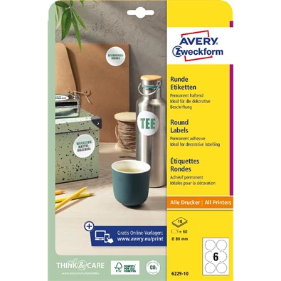 Avery 6229-10 fehér 80mm 10 ív univerzális címke köretikett Avery 6229-10 fehér 80mm 10 ív univerzális címke köretikett