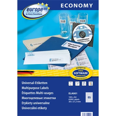 Avery Europe100 ELA001 38x21,2mm univerzális 6500db-os etikett Avery Europe100 ELA001 38x21,2mm univerzális 6500db-os etikett