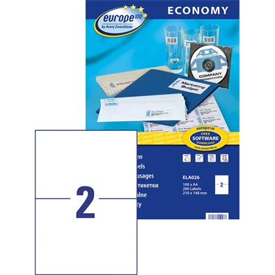 Avery Europe100 ELA026 210x148mm 200db-os etikett Avery Europe100 ELA026 210x148mm 200db-os etikett