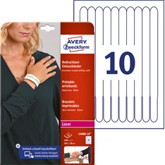 Avery L4000-10 265x18mm nyomtatható 10db-os fehér karszalag Avery L4000-10 265x18mm nyomtatható 10db-os fehér karszalag