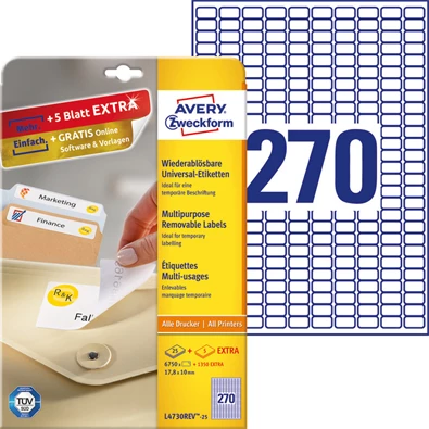 Avery L4730REV-25 17,8x10mm visszaszedhető 8100db-os etikett Avery L4730REV-25 17,8x10mm visszaszedhető 8100db-os etikett