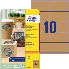 Avery L7108-25 105x57mm újrahasznosított barna kraft etikett Avery L7108-25 105x57mm újrahasznosított barna kraft etikett