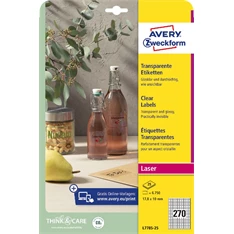 Avery L7785-25 17,8x10mm víztiszta átlátszó fóliacímke Avery L7785-25 17,8x10mm víztiszta átlátszó fóliacímke