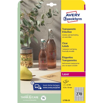 Avery L7785-25 17,8x10mm víztiszta átlátszó fóliacímke Avery L7785-25 17,8x10mm víztiszta átlátszó fóliacímke