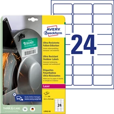 Avery L7912-10 63,5x33,9 mm ultra ellenálló 240 db-os etikett Avery L7912-10 63,5x33,9 mm ultra ellenálló 240 db-os etikett
