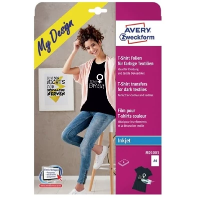 Avery MD1003 A4 textilre vasalható fólia 4db fólia Avery MD1003 A4 textilre vasalható fólia 4db fólia
