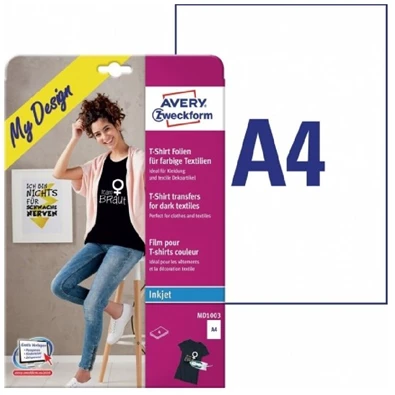 Avery MD1003 A4 textilre vasalható fólia 4db fólia Avery MD1003 A4 textilre vasalható fólia 4db fólia