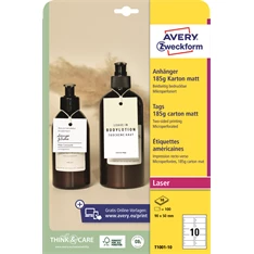 Avery T1001-10 185g 90x50mm 100db-os mikroperforált karton függő címke Avery T1001-10 185g 90x50mm 100db-os mikroperforált karton függő címke
