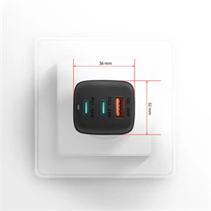 Axagon ACU-DPQ65 GaN USB-A + 2xUSB-C PD3.0/QC4+/PPS/Apple 65W hálózati töltő Axagon ACU-DPQ65 GaN USB-A + 2xUSB-C PD3.0/QC4+/PPS/Apple 65W hálózati töltő