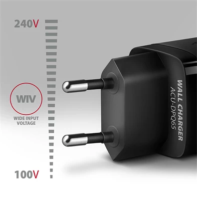 Axagon ACU-DPQ65 GaN USB-A + 2xUSB-C PD3.0/QC4+/PPS/Apple 65W hálózati töltő Axagon ACU-DPQ65 GaN USB-A + 2xUSB-C PD3.0/QC4+/PPS/Apple 65W hálózati töltő