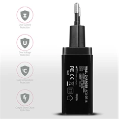 Axagon ACU-DS16 2.2A + 1A fekete fali töltő Axagon ACU-DS16 2.2A + 1A fekete fali töltő