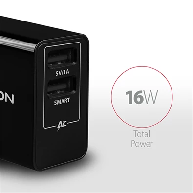 Axagon ACU-DS16 2.2A + 1A fekete fali töltő Axagon ACU-DS16 2.2A + 1A fekete fali töltő