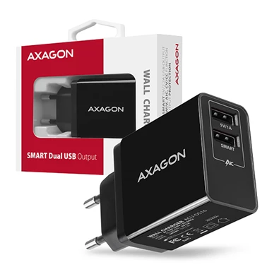 Axagon ACU-DS16 2.2A + 1A fekete fali töltő Axagon ACU-DS16 2.2A + 1A fekete fali töltő