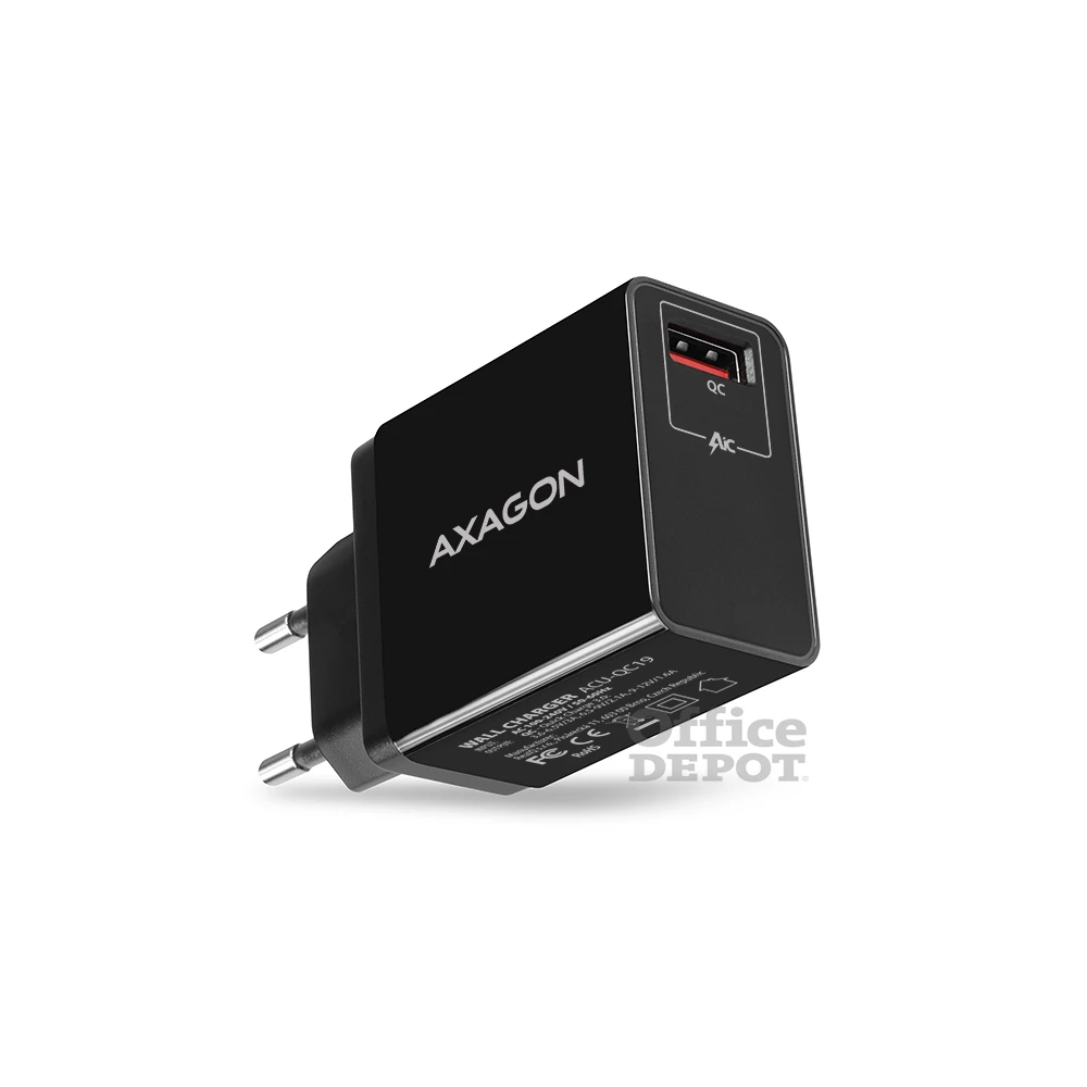 Axagon ACU-QC19 QC3.0 fekete fali töltő