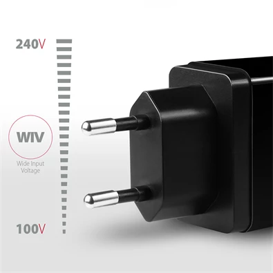 Axagon ACU-QS24 QC3.0 + 5V-1.2A fekete fali töltő Axagon ACU-QS24 QC3.0 + 5V-1.2A fekete fali töltő