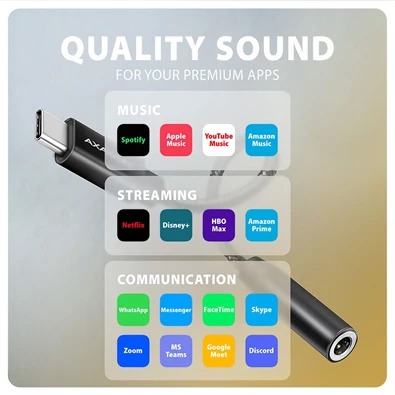 Axagon ADA-HC Mini USB-C audio adapter 384 kHz / 32 bit DAC átalakítóval Axagon ADA-HC Mini USB-C audio adapter 384 kHz / 32 bit DAC átalakítóval