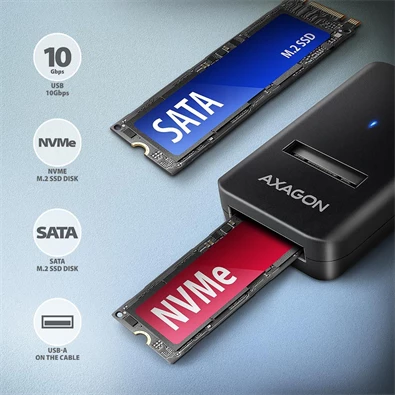 Axagon ADM2-AM USB-A 3.2 Gen2 - 1x NVMe/SATA SSD adapter Axagon ADM2-AM USB-A 3.2 Gen2 - 1x NVMe/SATA SSD adapter