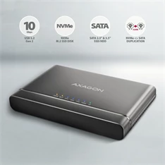 Axagon ADSA-CC USB-C 10Gbps NVMe M.2/SATA 2,5"/3,5" HDD/SSD másoló Axagon ADSA-CC USB-C 10Gbps NVMe M.2/SATA 2,5"/3,5" HDD/SSD másoló
