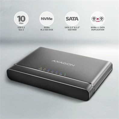Axagon ADSA-CC USB-C 10Gbps NVMe M.2/SATA 2,5"/3,5" HDD/SSD másoló Axagon ADSA-CC USB-C 10Gbps NVMe M.2/SATA 2,5"/3,5" HDD/SSD másoló