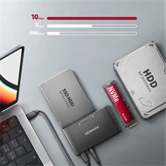Axagon ADSA-CC USB-C 10Gbps NVMe M.2/SATA 2,5"/3,5" HDD/SSD másoló Axagon ADSA-CC USB-C 10Gbps NVMe M.2/SATA 2,5"/3,5" HDD/SSD másoló