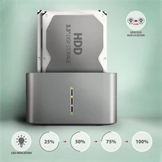 Axagon ADSA-DC SuperSpeed USB DUAL 2.5"/3.5" HDD/SSD DUAL dokkoló Axagon ADSA-DC SuperSpeed USB DUAL 2.5"/3.5" HDD/SSD DUAL dokkoló