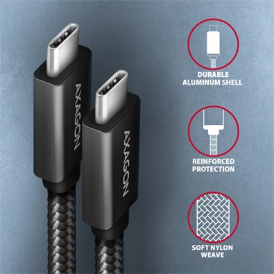 Axagon BUCM32-CM10AB USB TYPE-C 3.2 Gen 2 - USB TYPE-C 1 m fekete kábel Axagon BUCM32-CM10AB USB TYPE-C 3.2 Gen 2 - USB TYPE-C 1 m fekete kábel