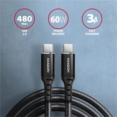 Axagon BUCM-CM15AB 1,5m USB C fekete adat- és töltőkábel Axagon BUCM-CM15AB 1,5m USB C fekete adat- és töltőkábel