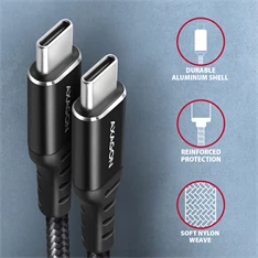 Axagon BUCM-CM15AB 1,5m USB C fekete adat- és töltőkábel Axagon BUCM-CM15AB 1,5m USB C fekete adat- és töltőkábel