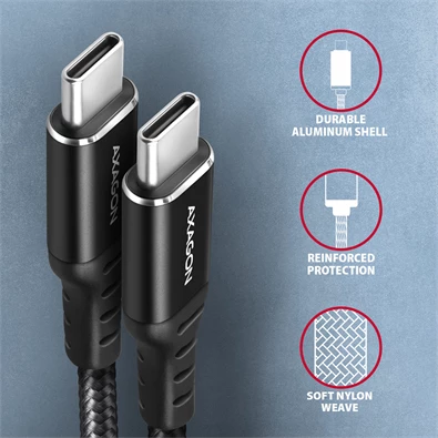 Axagon BUCM-CM15AB 1,5m USB C fekete adat- és töltőkábel Axagon BUCM-CM15AB 1,5m USB C fekete adat- és töltőkábel