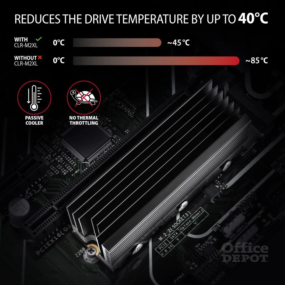 Axagon CLR-M2XL alumínium passzív hűtő M.2 SSD-hez
