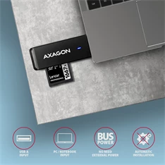 Axagon CRE-S2N Superspeed USB 3.2 Gen 1 Type-A, slim SD/microSD kártyaolvasó Axagon CRE-S2N Superspeed USB 3.2 Gen 1 Type-A, slim SD/microSD kártyaolvasó