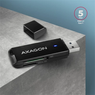 Axagon CRE-S2N Superspeed USB 3.2 Gen 1 Type-A, slim SD/microSD kártyaolvasó Axagon CRE-S2N Superspeed USB 3.2 Gen 1 Type-A, slim SD/microSD kártyaolvasó