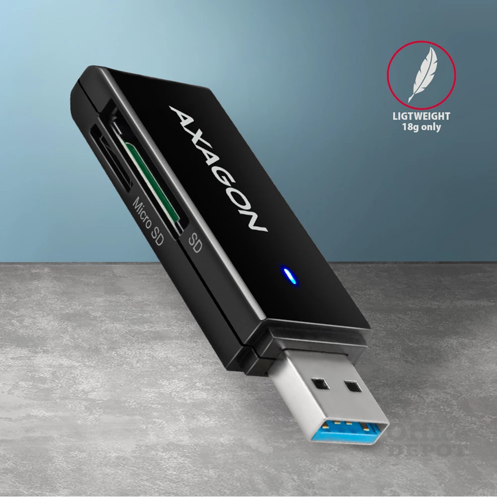 Axagon CRE-S2N Superspeed USB 3.2 Gen 1 Type-A, slim SD/microSD kártyaolvasó