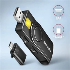 Axagon CRE-SMP2A USB Smart card & SD/microSD/SIM card PocketReader összecsukható okos kártyaolvasó Axagon CRE-SMP2A USB Smart card & SD/microSD/SIM card PocketReader összecsukható okos kártyaolvasó