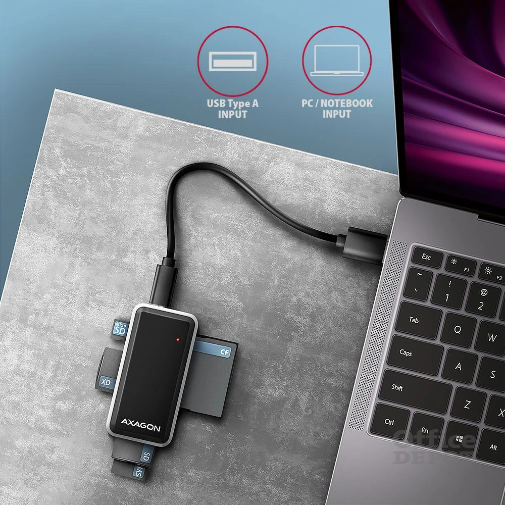 Axagon CRE-X1 USB 2.0 SD/microSD/MS/CF/XD kártyaolvasó