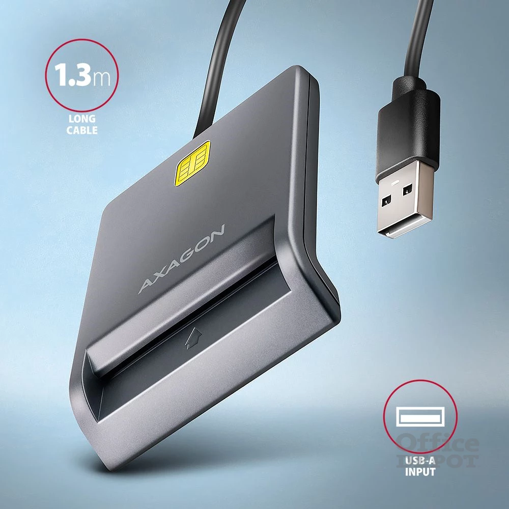 Axagon CRE-SM3T Kompakt asztali USB-A okos kapcsolat Smart / ID kártya olvasó