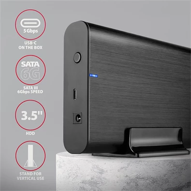 Axagon EE35-A6C USB-C 3.2 Gen 1 3,5" fekete külső HDD ház Axagon EE35-A6C USB-C 3.2 Gen 1 3,5" fekete külső HDD ház