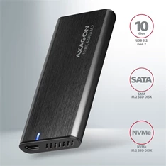 Axagon EEM2-SB2 USB-C 3.2 Gen 2 - M.2 NVMe/SATA fekete csavar nélküli külső SSD ház Axagon EEM2-SB2 USB-C 3.2 Gen 2 - M.2 NVMe/SATA fekete csavar nélküli külső SSD ház