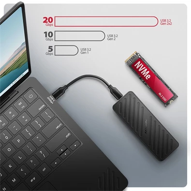 Axagon EEM2-20G USB-C 20Gbps - M.2 NVMe külső SSD ház Axagon EEM2-20G USB-C 20Gbps - M.2 NVMe külső SSD ház