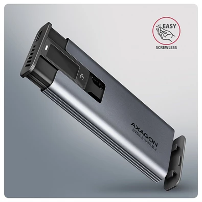 Axagon EEM2-SD2 DISPLAY USB-C 10Gbps M.2 NVMe & SATA SSD külső ház