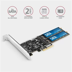 Axagon PCES-SA4M2 2db belső SATAIII portos + 2db SATA M.2 foglalat PCI-Express kártya Axagon PCES-SA4M2 2db belső SATAIII portos + 2db SATA M.2 foglalat PCI-Express kártya